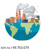 Carbon dioxide vector illustration. Carbon dioxide, prevalent gas, permeates atmosphere, affecting climate patterns The carbon dioxide metaphor emphasizes interconnectedness environmental issues. Carbon dioxide. Eco-friendly initiatives aim to reduce carbon dioxide emissions. Стоковая иллюстрация, агентство Ingram Publishing / Фотобанк Лори