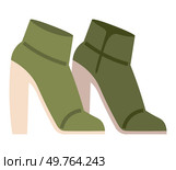 Elegant green boots isolated woman footwear, pair of womens high-heeled shoes silhouette isolated on white background. Fashionable females booties. Clothing and garment, womens wardrobe item. Green boots isolated woman footwear, high-heeled shoes silhouette isolated on white background. Стоковая иллюстрация, агентство Ingram Publishing / Фотобанк Лори