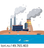 Factories vector illustration. Factories metaphor is dance, each movement step in choreography industrialized creation Industrial buildings, monuments innovation, house treasures technological. Factories. Pollution is dissonance, disrupting harmony environmental ecosystem. Стоковая иллюстрация, агентство Ingram Publishing / Фотобанк Лори