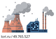Factories vector illustration. Factory buildings, sentinels progress, stand tall against backdrop industrial landscape Air pollution, haunting melody progress, reverberates through atmosphere. Factories. Pollution, antagonist in environmental saga, challenges resilience ecosystems. Стоковая иллюстрация, агентство Ingram Publishing / Фотобанк Лори