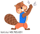 Animal music vector illustration. The festive atmosphere in zoo is enhanced by musical celebration part enchanted event where cheerful beasts perform harmonious melody. Beaver clapping his hands. Animal music. Join musical festivities as orchestra creatures performs with glee. Beaver clapping his hands. Стоковая иллюстрация, агентство Ingram Publishing / Фотобанк Лори