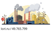 Air pollution vector illustration. The air pollution concept is puzzle, riddle threatening balance our ecology The battle cry against pollution echoes through valleys our endangered environment. Air pollution. Pollutions silent invasion is threat to delicate threads our ecological fabric. Стоковая иллюстрация, агентство Ingram Publishing / Фотобанк Лори