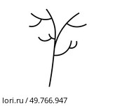 Black minimalist tree branch icon, simple and abstract, symbolizes nature, growth, and simplicity.. Black minimalist tree branch icon, simple and abstract line drawing on white background. Стоковая иллюстрация, агентство Ingram Publishing / Фотобанк Лори