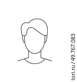 Minimalist black line profile icon on a white background, suitable for representing user identities, avatars, and digital media. Useful in themes like social networks and user interactions.. Profile icon outline in black lines, representing user profiles, identities, and avatars in digital media. Стоковая иллюстрация, агентство Ingram Publishing / Фотобанк Лори