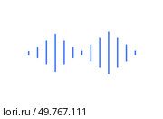 Blue soundwave icon on white background, representing audio, sound, or frequency. Suitable for media, music, podcasting, technology, or communication visualizations and interfaces.. Blue Soundwave Icon on White Background for Audio Representation in Technology or Media. Стоковая иллюстрация, агентство Ingram Publishing / Фотобанк Лори