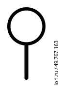 A simple black symbol featuring a large circle atop a vertical line. The design is minimalist and can be interpreted as an abstract magnifying glass. Themes simplicity, search, focus, clarity. Black Circle with Vertical Line, Symbol Resembling a Magnifying Glass in Minimalist Design. Стоковая иллюстрация, агентство Ingram Publishing / Фотобанк Лори