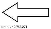 The image shows a left-pointing arrow with a simple black outline on a white background. Themes include direction, navigation, pointing, symbols, and minimalism.. Left-pointing arrow with a simple black outline on a white background. Стоковая иллюстрация, агентство Ingram Publishing / Фотобанк Лори