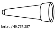 A black-and-white line art of a classic handheld telescope with a tapered design on a plain white background. Ideal for education, science projects, astronomy-themed events, ancient navigation, and sk. Line Drawing of a Simple Handheld Telescope on a White Background. Стоковая иллюстрация, агентство Ingram Publishing / Фотобанк Лори