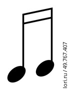 Black music note with a connected stem and two oval heads. Ideal for music education, design, compositions, music apps, and cultural projects. Style minimalistic vector art.. Black Eighth Note Symbol on White Background in Simple Vector Style for Music-Themed Projects. Стоковая иллюстрация, агентство Ingram Publishing / Фотобанк Лори