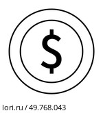 A bold dollar symbol centered within a double circle, rendered in black and white. Ideal for financial themes, business graphics, economic presentations, investment icons, and banking designs.. Simple Black and White Dollar Symbol within Double Circle Ideal for Financial and Economic Designs. Стоковая иллюстрация, агентство Ingram Publishing / Фотобанк Лори