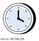 A black-and-white clock with a blue clock face consists of two hands and twelve small dots marking each hour. Ideal for time management, schedules, punctuality, teaching, and decor.. Black and White Vector Clock with Blue Face, Two Hands, and Twelve Small Dots for Hour Markings. Стоковая иллюстрация, агентство Ingram Publishing / Фотобанк Лори