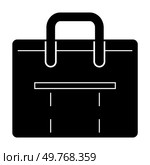 Black business briefcase with handles and stitching details. Ideal for office, business, work, corporate, and professionalism themes. Simple, modern vector style.. Black Silhouette of Business Briefcase with Handles and Stitching Details. Стоковая иллюстрация, агентство Ingram Publishing / Фотобанк Лори