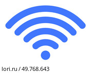 A blue Wi-Fi signal symbol is displayed with five concentric semi-circles and a dot at the center. Ideal for technology, internet, wireless communication, connectivity, and network themes.. Blue Wi-Fi Signal Symbol with Concentric Semi-Circles and Dot in the Center. Стоковая иллюстрация, агентство Ingram Publishing / Фотобанк Лори
