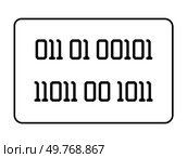 Black binary code consisting of two rows on a white rectangular background with a thin black border. Ideal for tech, coding, education, digital, communication themes. Monochrome minimalist style.. Simplistic Binary Code Representation in Black on White Background. Стоковая иллюстрация, агентство Ingram Publishing / Фотобанк Лори