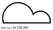 Black outlined cloud shape on white background. Ideal for weather apps, web design, tech branding, kids projects, educational materials. Vector-based, simplistic design, modern style.. Minimalistic Black and White Cloud Silhouette, Simplistic and Modern Design for Multiple Uses. Стоковая иллюстрация, агентство Ingram Publishing / Фотобанк Лори
