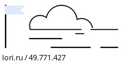 Minimalistic line art features a cloud beside a flag on a flagpole. Simple and clean design highlights a serene clear sky. Ideal for weather themes, web design, graphical presentations, childrens. Minimalistic Cloud with Flag on a Clear Day with Blue Sky. Стоковая иллюстрация, агентство Ingram Publishing / Фотобанк Лори