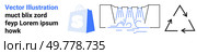 Set of icons featuring a shopping bag, a conceptual waterfall diagram, and a recycling symbol. Ideal for eCommerce, environmental awareness, technical diagrams, sustainability, and informational. Shopping Bag Icon, Waterfall Diagram and Recycling Symbol. Стоковая иллюстрация, агентство Ingram Publishing / Фотобанк Лори