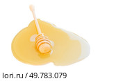 honey stick in puddle isolated on white background. honey stick in puddle. Стоковое фото, агентство Ingram Publishing / Фотобанк Лори
