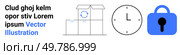 Open box with arrow, clock, and lock icon. Ideal for delivery services, logistics, time management, security, e-commerce, customer service, business operations. Banner for landing page. Package Delivery Service Icons with Minimized Design Elements for Efficient, Secure, and Timely Shipping. Стоковая иллюстрация, агентство Ingram Publishing / Фотобанк Лори