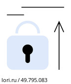 Secure padlock with upward arrow signaling increased security, protection, and data safety. Ideal for web, v10 security, data protection, encryption, safety programs, personal privacy, growth. Secure padlock with upward arrow symbolizing growth, protection, and security enhancement. Стоковая иллюстрация, агентство Ingram Publishing / Фотобанк Лори
