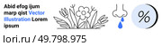 Flower allergens, sneezing nose with blue droplet, and percentage symbol. Ideal for medical info, health awareness, seasonal changes, allergy tips, environmental studies, educational content. Allergy Season Concept with Pollen, Sneezing Nose, and Humidity Percentage Symbol. Стоковая иллюстрация, агентство Ingram Publishing / Фотобанк Лори