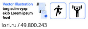 Stick figures running and weightlifting paired with documents and text. Ideal for fitness apps, training manuals, sports websites, health articles, workout posters, educational materials, and landing. Workout Stick Figures with Text and Documents in Blue Frame for Fitness, Training, and Document Themes. Стоковая иллюстрация, агентство Ingram Publishing / Фотобанк Лори