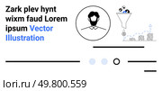Funnel with icons representing data filtering, user profile in circle, and placeholder text. Ideal for data analysis, data processing, marketing strategies, user management, SEO, business solutions. Business Process Flow with Funnel, User Icon and Dummy Text for Data Analysis. Стоковая иллюстрация, агентство Ingram Publishing / Фотобанк Лори