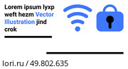 wireless signal icon next to a padlock symbol indicates secure wireless connection. Ideal for online security, data protection, network safety, internet privacy, cybersecurity education, software. wireless Signal and Security Lock Representing Internet Security and Data Protection Concept. Стоковая иллюстрация, агентство Ingram Publishing / Фотобанк Лори