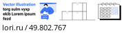 Businessman in blue sweater on webpage, stacks of boxes, calendar with spiral binding and grid. Ideal for business organization, e-commerce, stock management, scheduling, marketing, logistics. Webpage Preview of Businessman with Stacks of Boxes and Calendar Element. Стоковая иллюстрация, агентство Ingram Publishing / Фотобанк Лори