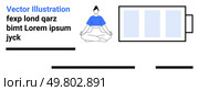 Female figure in lotus position meditating, accompanied by a large charging battery icon. Ideal for wellness, health, mindfulness, technology, fitness, meditation, relaxation, and lifestyle. Landing. Yoga Pose with a Charging Battery Symbolizing Relaxation and Energy Recharge. Стоковая иллюстрация, агентство Ingram Publishing / Фотобанк Лори