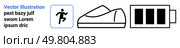Running figure, sport shoe, battery icons denote fitness, equipment, energy. Ideal for sports, health, exercise, running, equipment, energy fitness Perfect for a landing page. Running Figure, Sport Shoe, and Battery Icons Representing Fitness, Equipment, and Energy Levels. Стоковая иллюстрация, агентство Ingram Publishing / Фотобанк Лори