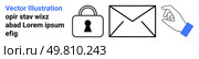 Padlock symbolizing security, envelope representing email, and hand depicting interaction. Ideal for cybersecurity, data protection, secure messaging, confidentiality, email services, communication. Secure Email Concept with Lock and Hand Icon for Data Protection, Confidential Messaging. Стоковая иллюстрация, агентство Ingram Publishing / Фотобанк Лори