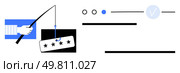 Hand holding a fishing rod hooking a password tab over login screen elements. Circles, lines, and verified icon enhance the visual. Ideal for cybersecurity, fraud prevention, online security, IT. Phishing Concept with Hand Holding Fishing Rod Hooking Password Over Login Screen Elements. Стоковая иллюстрация, агентство Ingram Publishing / Фотобанк Лори