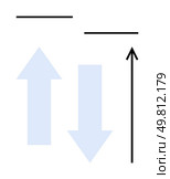 Blue vertical arrows thin black horizontal lines black outlined upward arrow. Ideal for navigation, movement, direction, contrast, simplicity, guidance, clarity. Line metaphor. Arrow Directions Visualization with Horizontal and Vertical Lines on a White Background. Стоковая иллюстрация, агентство Ingram Publishing / Фотобанк Лори