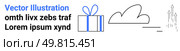 Gift box with a ribbon, cloud shape, upward arrows, and placeholder text. Ideal for celebrations, weather forecasts, growth, optimism creativity presentations digital design. Landing page. Gift box with cloud and arrows rising, surrounded by text elements for creative design concepts. Стоковая иллюстрация, агентство Ingram Publishing / Фотобанк Лори