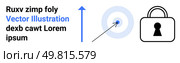 Arrow pointing upwards, bullseye target with central hit, and lock icon. Ideal for business strategy, goal setting, cybersecurity, data protection, personal development guidance precision. Landing. Achieving Goals and Ensuring Security through Guidance and Precision Tactics. Стоковая иллюстрация, агентство Ingram Publishing / Фотобанк Лори