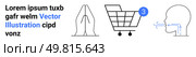 Prayer hands, shopping cart with notification icon, head breathing diagram. Ideal for spirituality, commerce, health, mindfulness, technology, education, infographics Landing page. Abstract Elements Including Prayer Hands, Shopping Cart with Notification, and Head Breathing Diagram. Стоковая иллюстрация, агентство Ingram Publishing / Фотобанк Лори