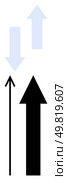 Black and light blue arrows point in opposite directions. Ideal for concepts of contrast, direction, choice, diversity, differentiation, minimalism, guidance. Line metaphor. Contrasting Arrows Highlight Diverse Directions and Perspectives in Minimalist Style. Стоковая иллюстрация, агентство Ingram Publishing / Фотобанк Лори