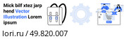 Backpack alongside gear icon, e-commerce interface with shopping cart, and people browsing items. Ideal for online shopping tutorials, e-commerce guides, marketing, digital storefronts, retail. Online Shopping Illustration Featuring E-Commerce Process Alongside Backpack and Gear Icon. Стоковая иллюстрация, агентство Ingram Publishing / Фотобанк Лори