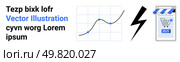 Spiking line graph, lightning bolt, and online store icon with BUY button in blue. Ideal for statistics, finance, e-commerce, technology, digital marketing, business strategy, and education. Landing. Data Analytics and E-commerce Concept with Graphs, Storefront, and Cryptic Text Elements. Стоковая иллюстрация, агентство Ingram Publishing / Фотобанк Лори