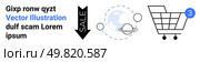 Text elements, downward sale arrow, planet with orbits, and shopping cart with notification. Ideal for e-commerce, online shopping, global business, internet marketing, retail sales, digital. Online Shopping and Global Commerce Concept Featuring Sale, Planet, and Shopping Cart. Стоковая иллюстрация, агентство Ingram Publishing / Фотобанк Лори