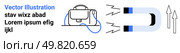 Briefcase connected to a magnet symbolizes business attraction. Ideal for business growth, job seeking, recruiting, career advancement, motivation, branding, marketing strategies, and content. Business Attraction Briefcase and Magnet Magnetic Force Concept for Career Growth. Стоковая иллюстрация, агентство Ingram Publishing / Фотобанк Лори