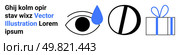 Eye with teardrop, split circle, and gift box in blue and black. Ideal for visual storytelling, emotions, contrasts, celebrations, communication abstract concepts and creativity themes. Landing. Abstract Vector Art with Eye, Teardrop, Circle, and Gift Box in Blue and Black. Стоковая иллюстрация, агентство Ingram Publishing / Фотобанк Лори