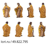 Christmas crib isolated on white statuettes representing Joseph. Стоковое фото, агентство Ingram Publishing / Фотобанк Лори