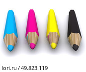 CMYK colored pencils. 3D. Стоковое фото, агентство Ingram Publishing / Фотобанк Лори
