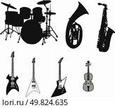 Set of different stringed, wind and percussion instruments . Стоковая иллюстрация, агентство Ingram Publishing / Фотобанк Лори