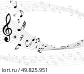 Musical note staff on the red background. Стоковая иллюстрация, агентство Ingram Publishing / Фотобанк Лори