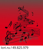 Abstract music background with different notes and lines. Стоковая иллюстрация, агентство Ingram Publishing / Фотобанк Лори