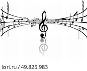 Abstract music background with different notes and lines. Стоковая иллюстрация, агентство Ingram Publishing / Фотобанк Лори