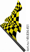 Yellow and black checked racing flag. Vector illustration. . Стоковая иллюстрация, агентство Ingram Publishing / Фотобанк Лори